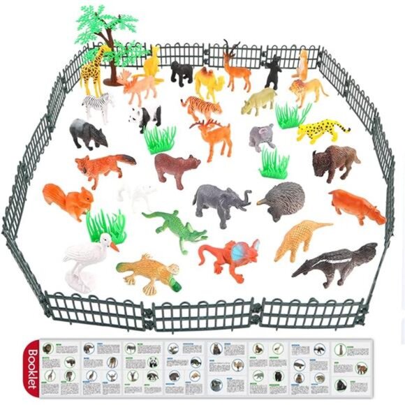 Animals Figure,54 Piece Mini Jungle Toys Set,ValeforToy Realistic Wild Vinyl - Picture 12 of 16